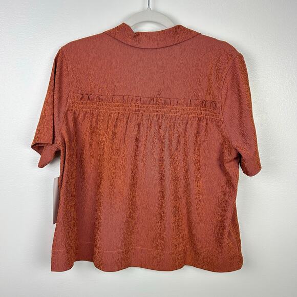 NEW Athleta Echo Top Blouse Rust Burnt Orange Shirt Lightweight Size Small - Picture 9 of 10